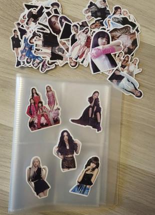 Набір біндер папка на 160 карток та наклейки black pink,50 шт