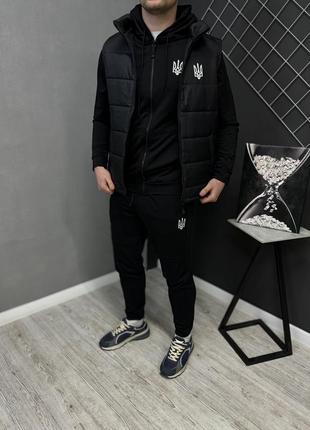 3в1 чоловічий спортивний костюм комплект з жилеткою з гербом україни