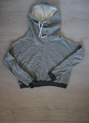 Классная укороченная толстовка худи 100% коттон drywash
