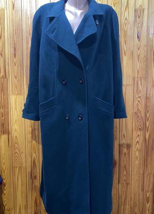 Длинное изумрудное шерстяное пальто,прямое двубортное пальто2 фото