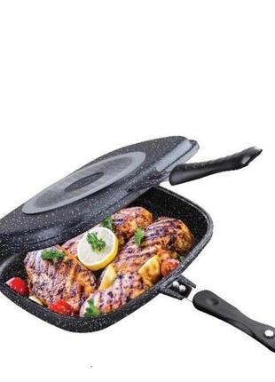 Сковорода гриль  з антипригарним покриттям двостороння 32х25 см для стейків.