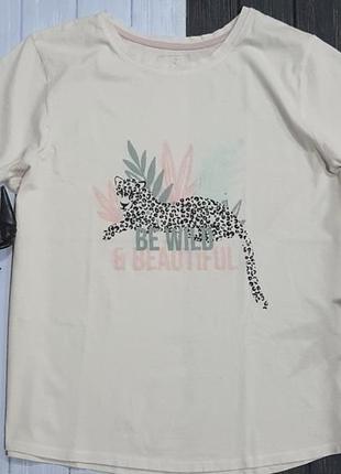 Футболка с леопардом be wild &beautiful l-xl