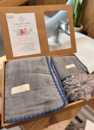 Подарунковий набір рушників + мочалка