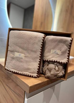 Подарунковий набір рушників + мочалка