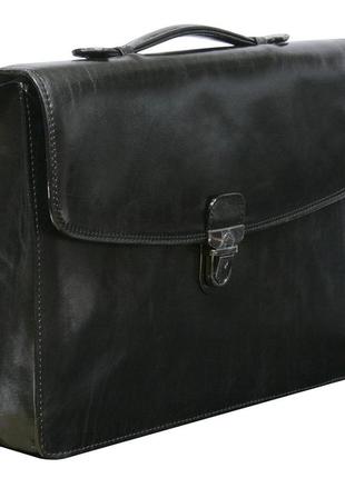 Шкіряний портфель italico 8091 nero чорний4 фото