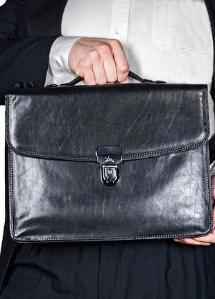 Шкіряний портфель italico 8091 nero чорний