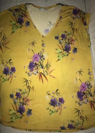 Вискозная яркая футболка блуза топ цветочный принт от zara9 фото