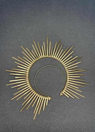 Корона на голову обруч ободок німб сонце сонця гало золота золотий жовтий6 фото
