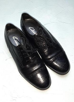 🌿1+1=3 брендовые черные кожаные мужские туфли сlarks натуральная кожа, размер 432 фото