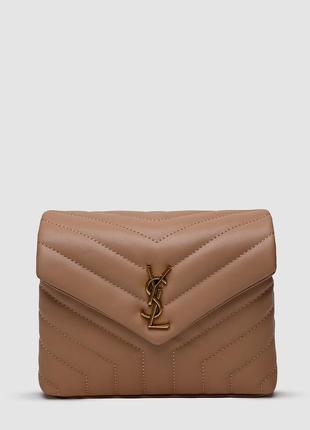 Saint laurent toy loulou in quilted leather beige/gold1 фото