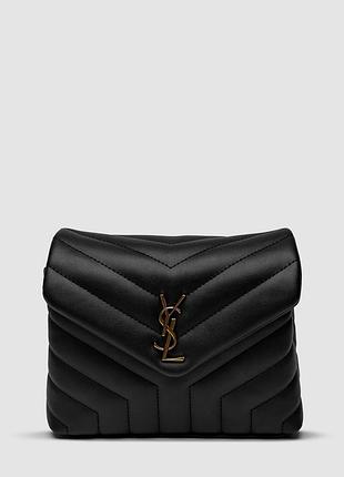 Saint laurent toy loulou in quilted leather black/gold1 фото