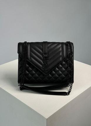 Saint laurent envelope medium in quilted leather black2 фото