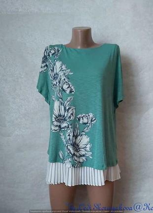Новая нереальной красоты вискозная блуза с апликацией и плиссированым низом, размер м-л