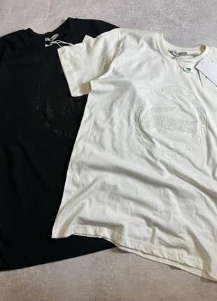 Мужская футболка lacoste черная, белая1 фото