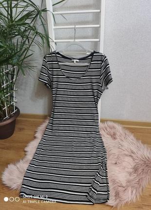 Эластичное полосатое платье от pieces, размер xl1 фото