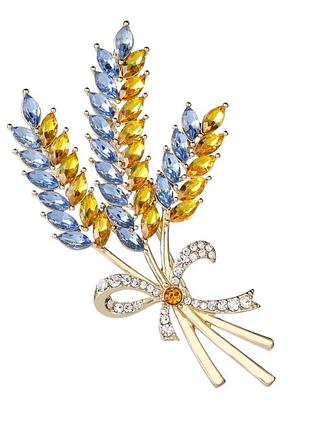 Брошка три колоски жовто-блакитна 4