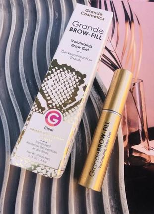 Оригінал прозорий гель для обʼєму та пришвидшенню росту брів grande cosmetics brow-fill volumizing brow gel1 фото