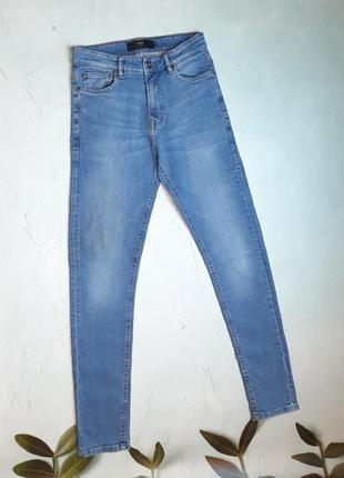 🎁1+1=3 фірмові насичено-блакитні завужені чоловічі джинси стрейч next, розмір 42 - 441 фото