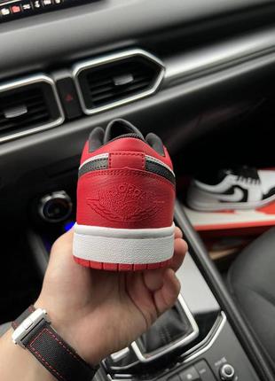 Кросівки чоловічі nike air jordan 1 low black & white & red👟5 фото