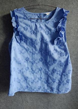 Расшитая коттоновая блуза с рюшами 48-50 размера5 фото