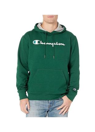 Толстовка мужская champion powerblend fleece pullover hoodie 3 s green1 фото
