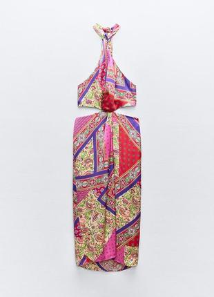 Сукня середньої довжини patchwork з коміром хальтер4 фото