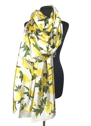 Шелковый нежный шарф палантин лимончики шелк новый качественный1 фото