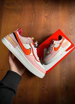 👟кроссовки женские nike air force 1 shadow white &amp; pink &amp; orange👟7 фото