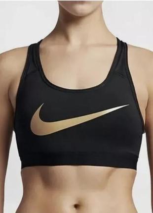 Топ nike pro classic swoosh gold bra