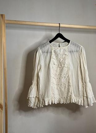 Блуза zara с вышивкой хлопковая3 фото