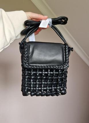 Topshop сумка черная через плечо плетеная1 фото