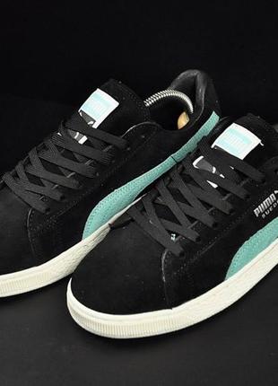 Женские кроссовки puma suede classic black &amp; green👟7 фото