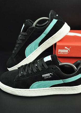 Женские кроссовки puma suede classic black &amp; green👟