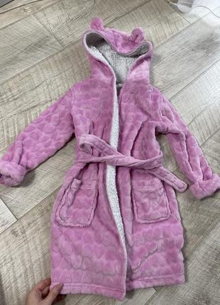 Рожевий халат з вушками на дівчину 5-6 років