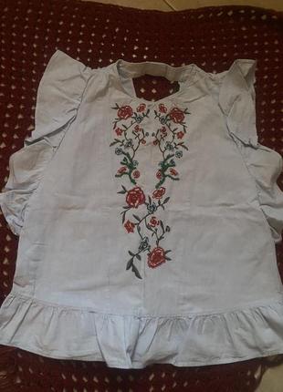 Блуза, вышиванка, zara basic collection,оригинал1 фото