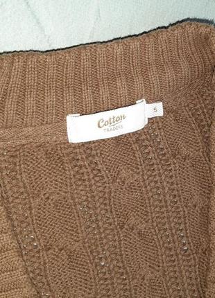 🎁1+1=3 базовый мужской кардиган свитер темный беж cotton traders, размер 44 - 466 фото