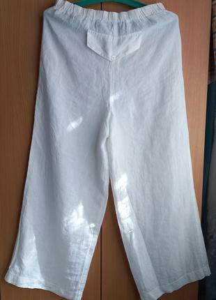 Летние льняные свободные брюки, бриджи «nuu»/германия/color-white.2 фото