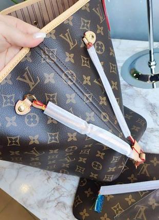 Сумка louis vuitton neverfull 45*29 см кошелек 24*15 см коробка, чехол, платок, карточки3 фото