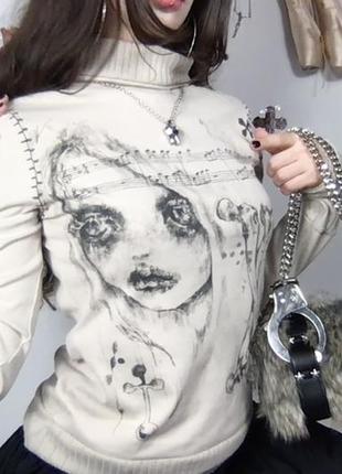 Лонгслив кофта с принтом / dollskill лоза anime неформальная new rock demonia гот альт unif diesel y2k demonia vivienne westwood5 фото