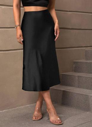 Женская юбка юбка-миди шёлк голубой черный мокко цвет6 фото