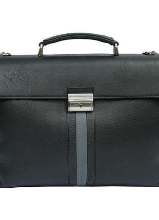 Шкіряний портфель stripes 9514 nero чорний