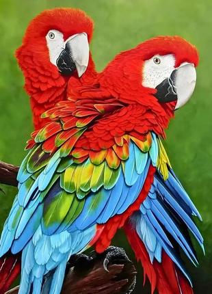 Картина по номерам яркие попугаи ba 00091 фото