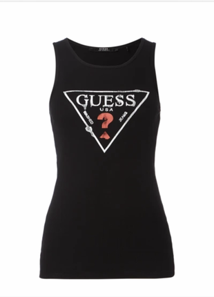 Майка маечка футболка топ guess в рубчик cotton1 фото