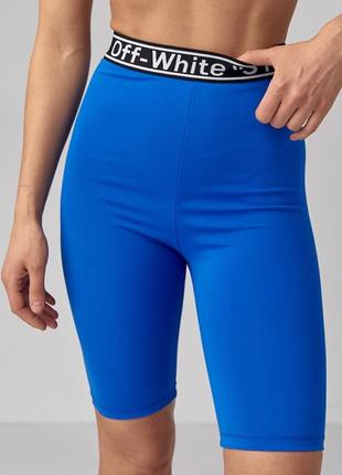 Велосипедные женские шорты с высокой талией спортивные велосипедки синие4 фото
