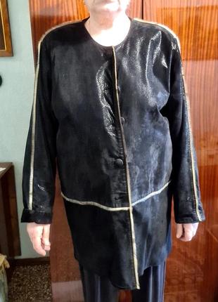 Кожанная, удлинённая куртка.xxl.