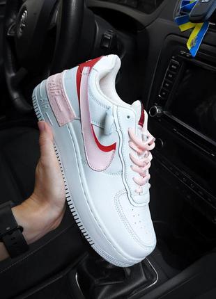 Жіночі кросівки nike air force 1 shadow бежеві з рожевим🔥