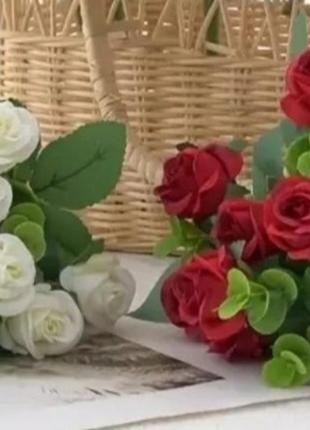 Искусственные розы 9 цветков в букете1 фото