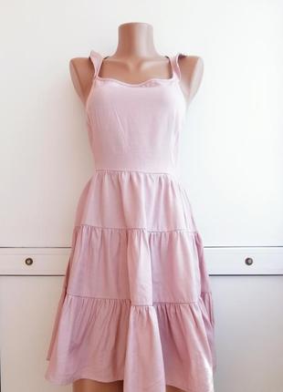 Платье женское розовое с открытой спиной1 фото