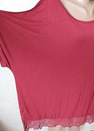 Фирменная new look просторная футболка/блуза в сочном цвете марсала/бордо, размер 5хл-7хл6 фото