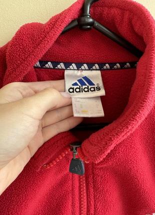 Adidas винтажная оверсаймальная кофта флиска свитер куртка мужской m красный2 фото